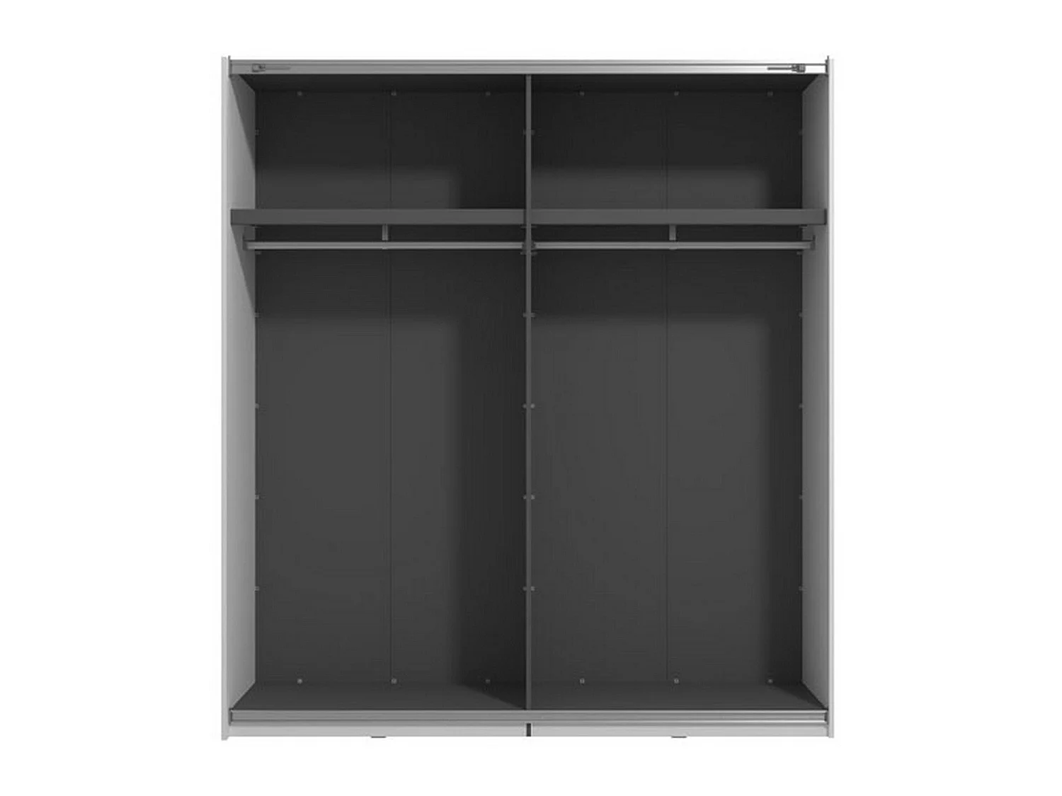 Großer Kleiderschrank Cariano, 2 Regalböden, 195x218h cm, Mattweiß, Schlafzimmer, Kleiderstange, 2 Türen