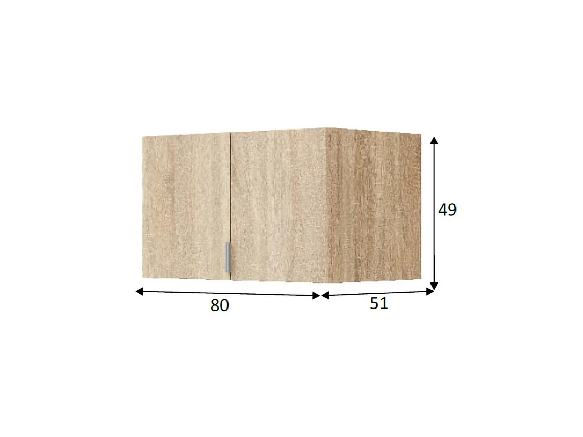 Multifunctionele Kast Carre: 2 Deuren, 1 Legplank, 80x49h cm, Bruin Eiken