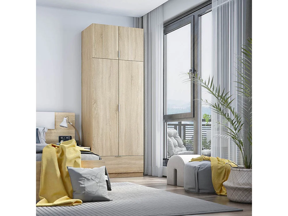 Multifunctionele Kast Carre: 2 Deuren, 1 Legplank, 80x49h cm, Bruin Eiken