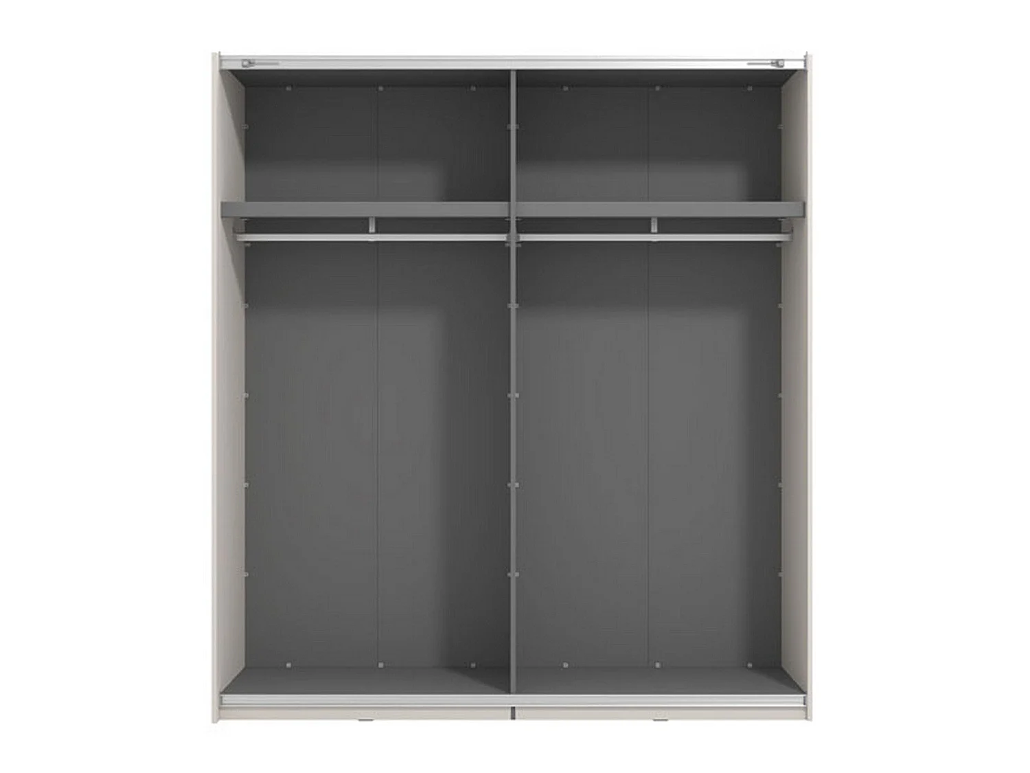 Großer Kleiderschrank Porlezza, Garderobe, 195x218h cm Cremeweiß, Schlafzimmer Schrank, 2 Regalböden, Schiebetür