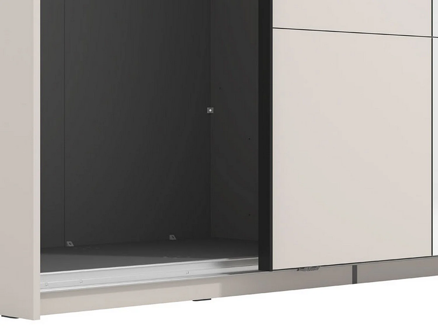 Großer Kleiderschrank Porlezza, Garderobe, 195x218h cm Cremeweiß, Schlafzimmer Schrank, 2 Regalböden, Schiebetür