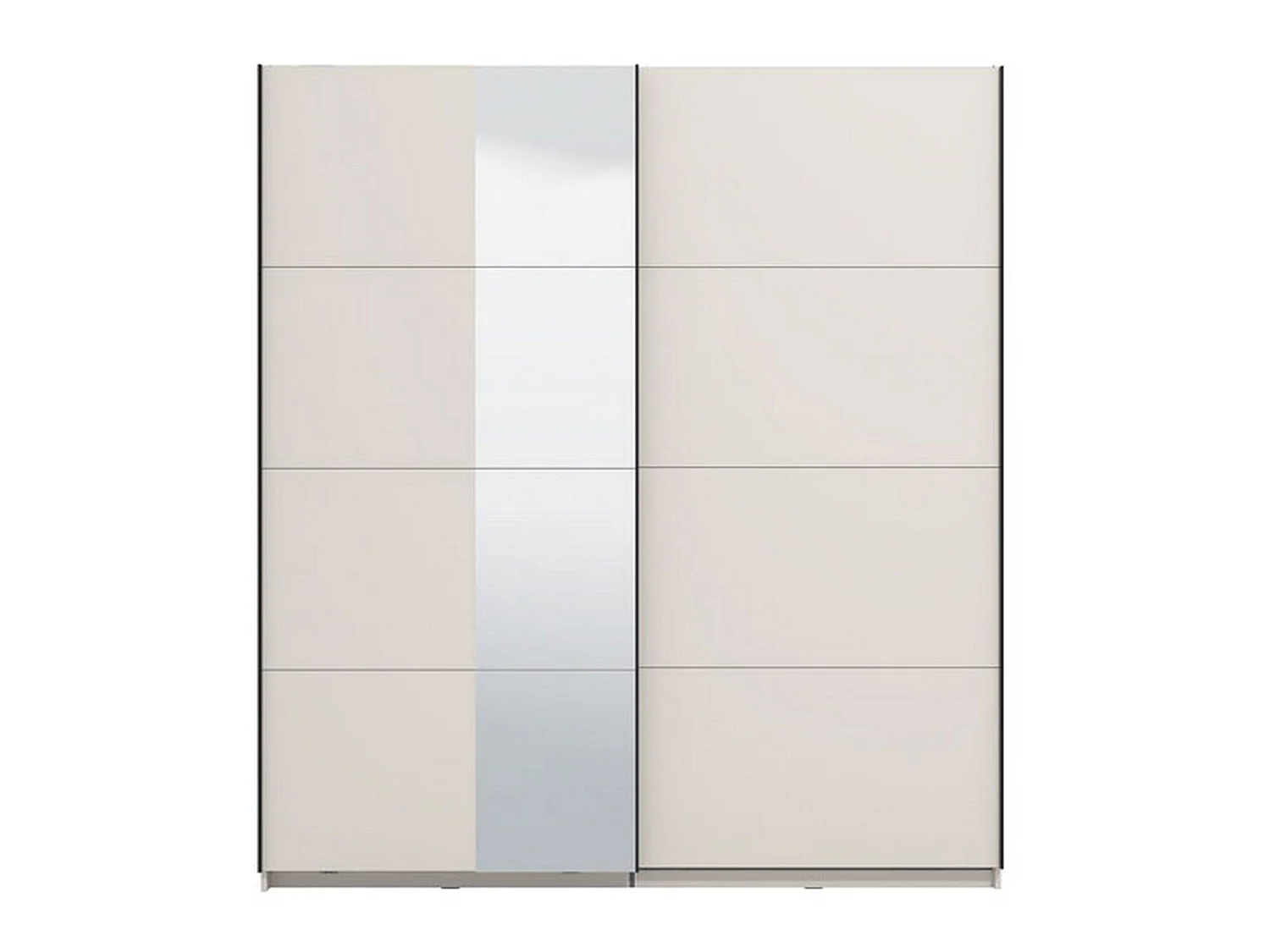 Großer Kleiderschrank Porlezza, Garderobe, 195x218h cm Cremeweiß, Schlafzimmer Schrank, 2 Regalböden, Schiebetür