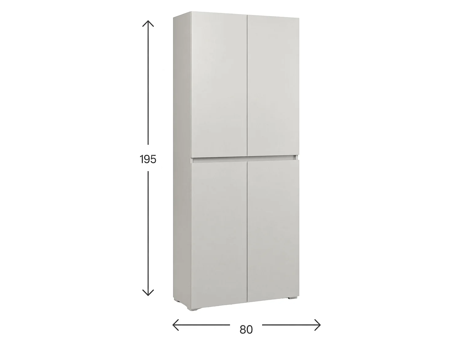 Armadio Multiuso Grande Arro, 7 Ripiani Made in Italy, 80x195h cm Grigio Chiaro, Apertura Battente, Gola per Apertura Ante