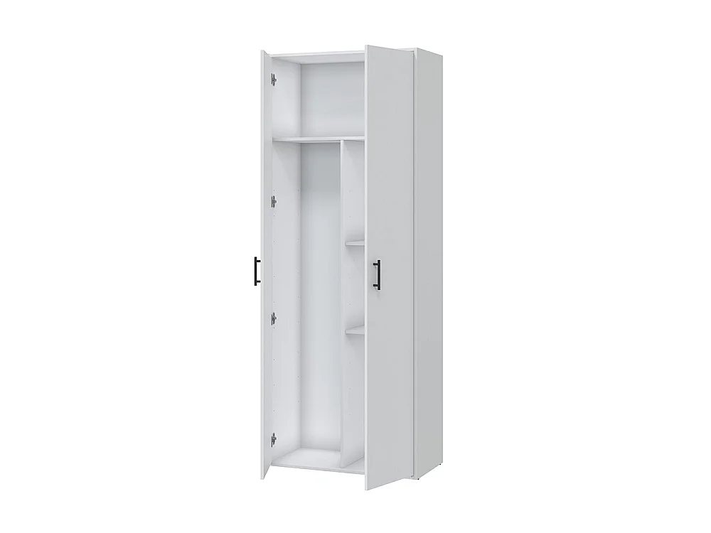 Armoire polyvalente 2 portes Mileto, 3 étagères, 40x206h cm Blanc