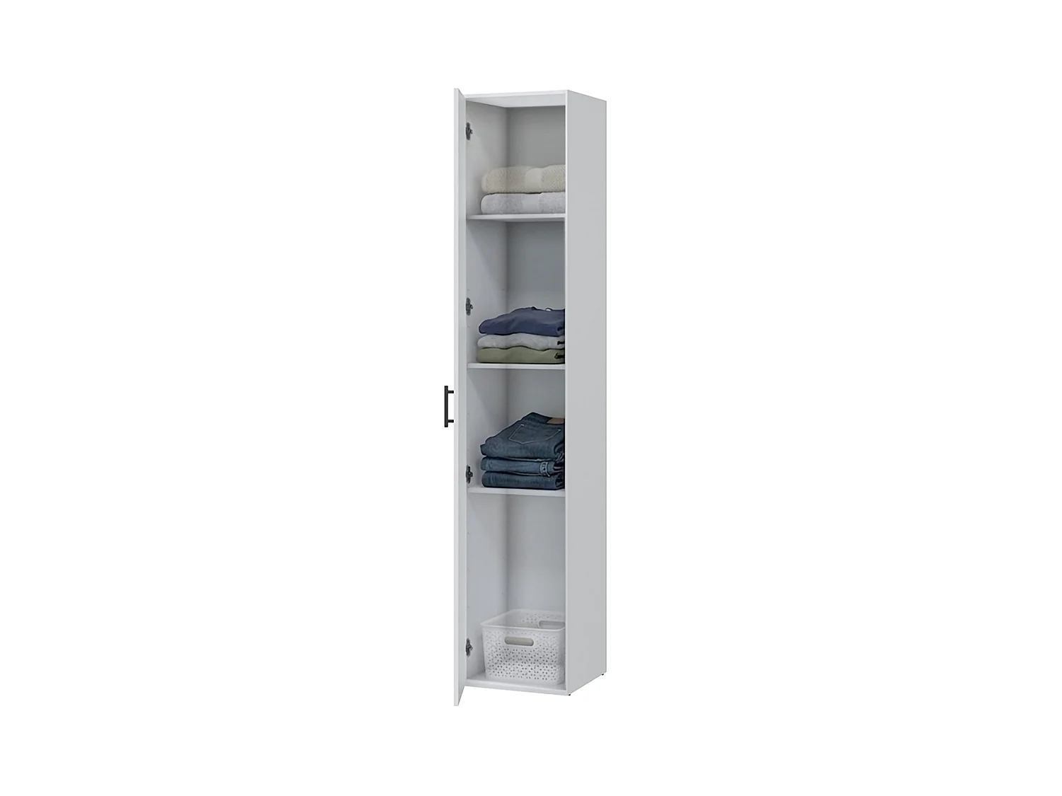 Armoire polyvalente 1 porte Crucoli, 2 étagères, 40x206h cm Blanc