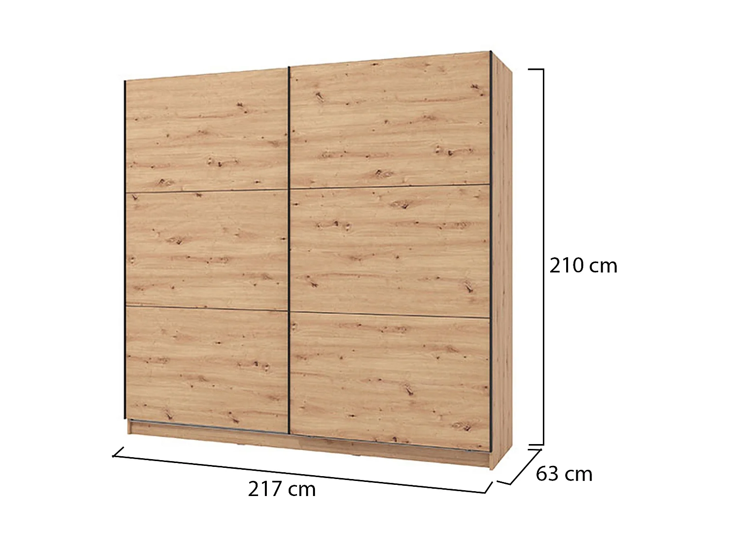 Guardaroba Grande Piateda, 8 Ripiani, 217x210h cm Marrone Rovere Nodi, Armadio Camera da Letto, Appendiabiti, 2 Ante