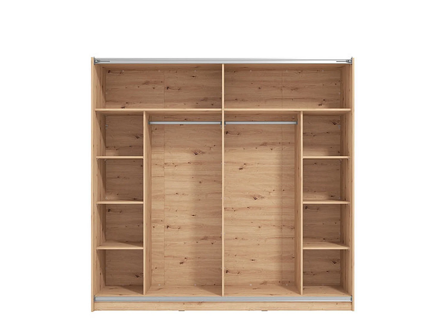 Guardaroba Grande Piateda, 8 Ripiani, 217x210h cm Marrone Rovere Nodi, Armadio Camera da Letto, Appendiabiti, 2 Ante