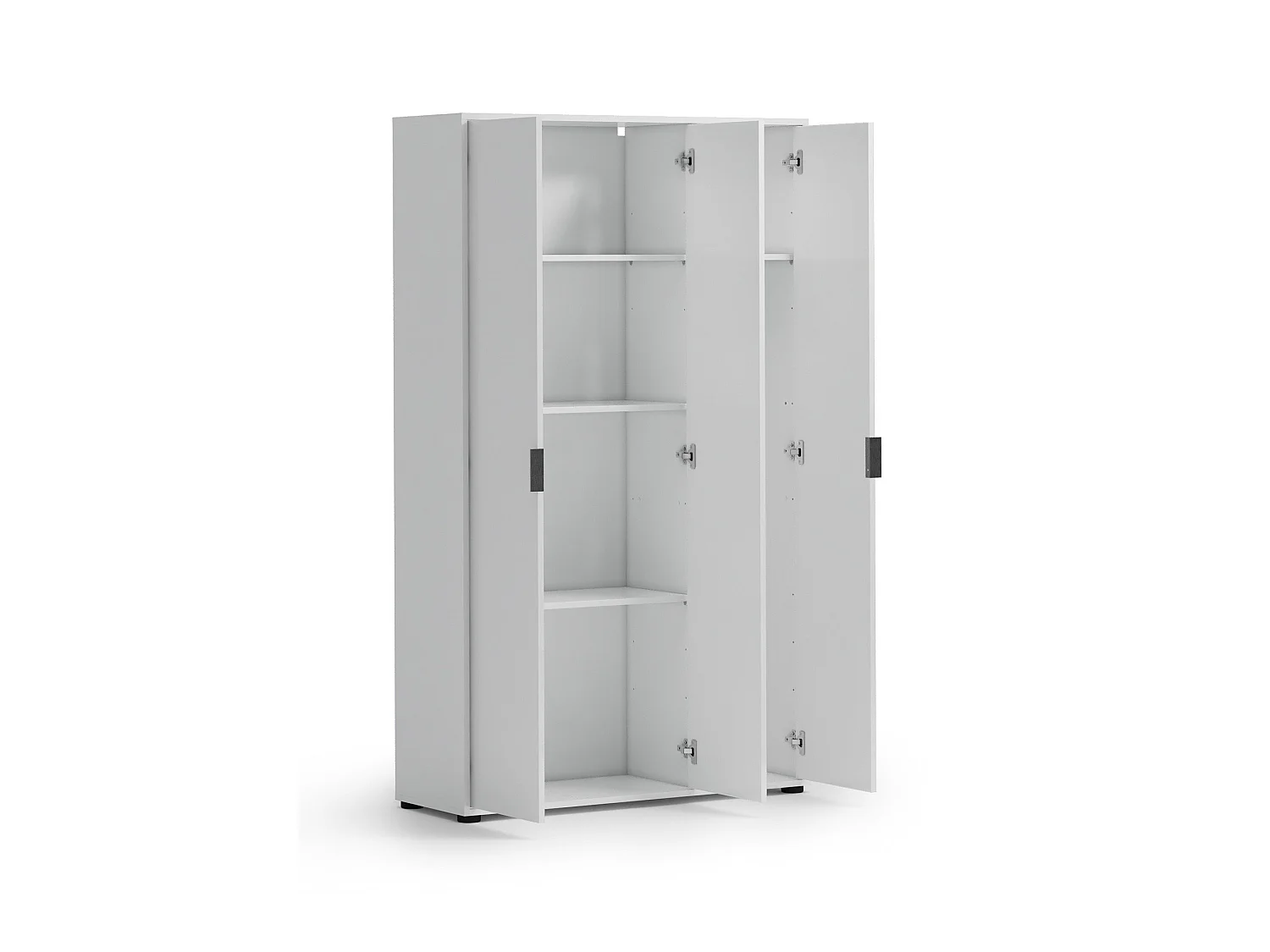 Armoire multifonction grande Teolo, 4 étagères Made in Italy, 107x180h cm Blanc Brillant, 3 portes, 6 compartiments