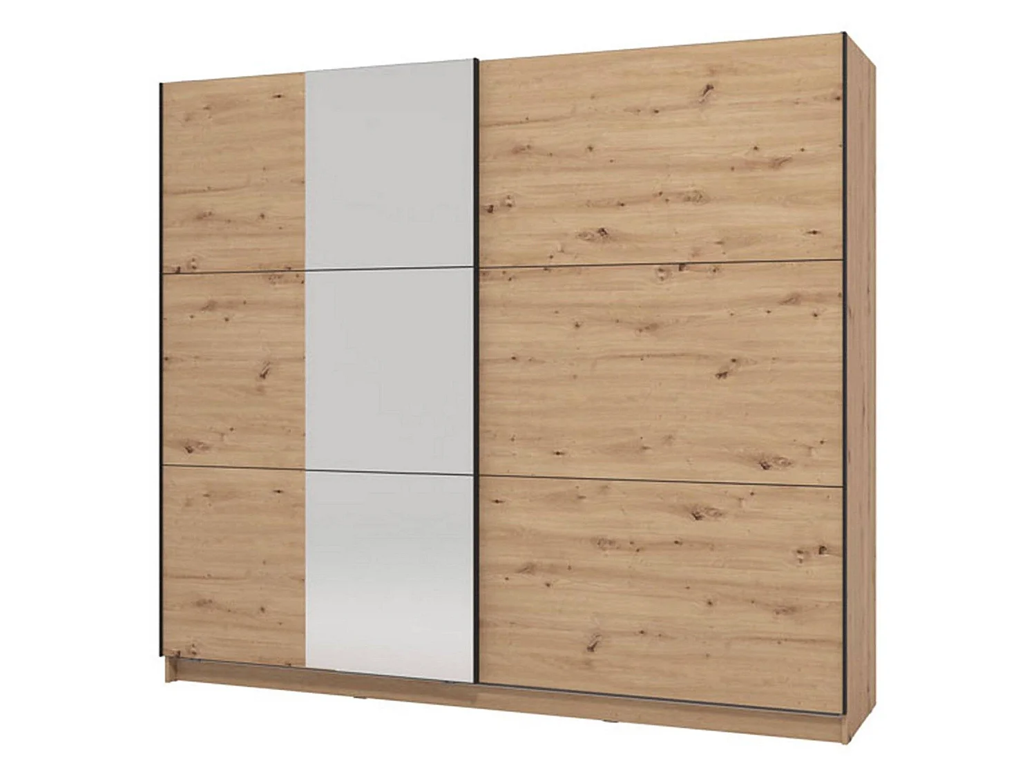 Guardaroba Grande Sorgono, Appendiabiti, 237x210h cm Marrone Rovere Nodi, Armadio Camera da Letto, 8 Ripiani, Apertura Scorrevole