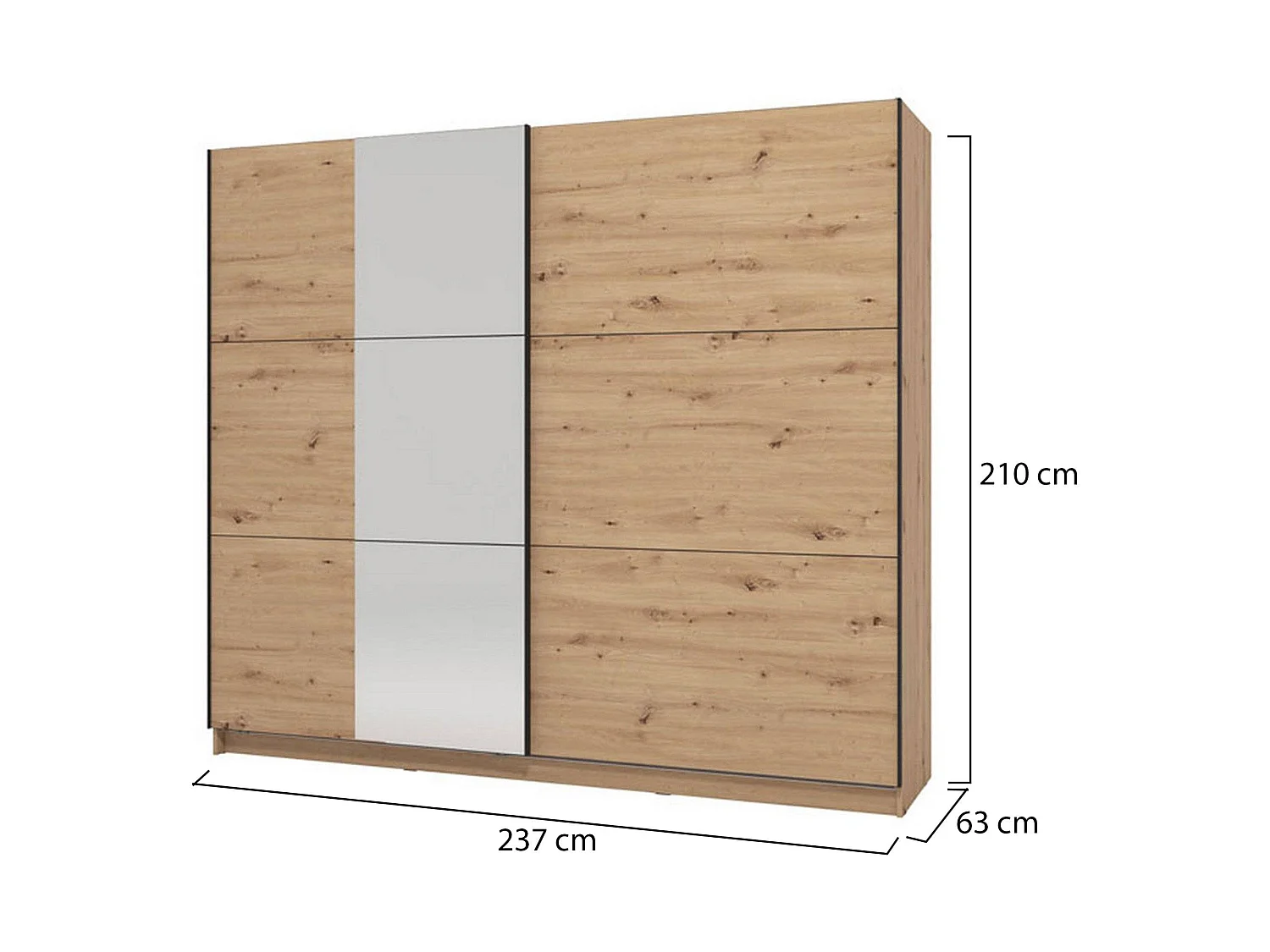 Guardaroba Grande Sorgono, Appendiabiti, 237x210h cm Marrone Rovere Nodi, Armadio Camera da Letto, 8 Ripiani, Apertura Scorrevole