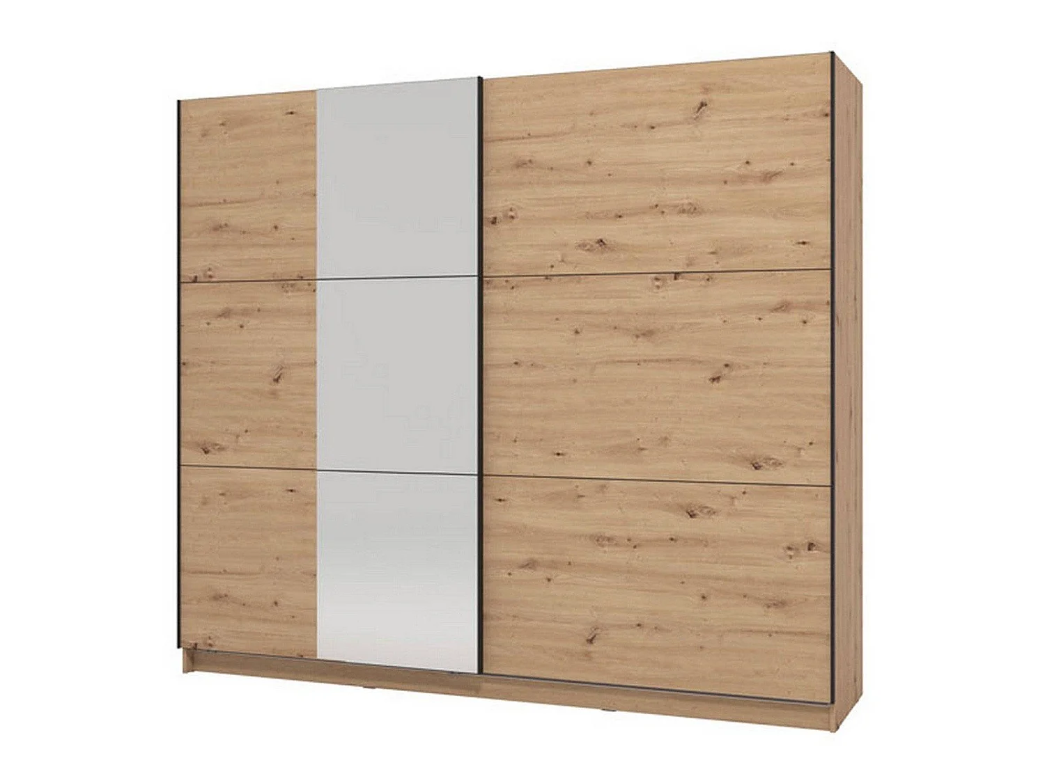 Guardaroba Grande Sorgono, Appendiabiti, 237x210h cm Marrone Rovere Nodi, Armadio Camera da Letto, 8 Ripiani, Apertura Scorrevole