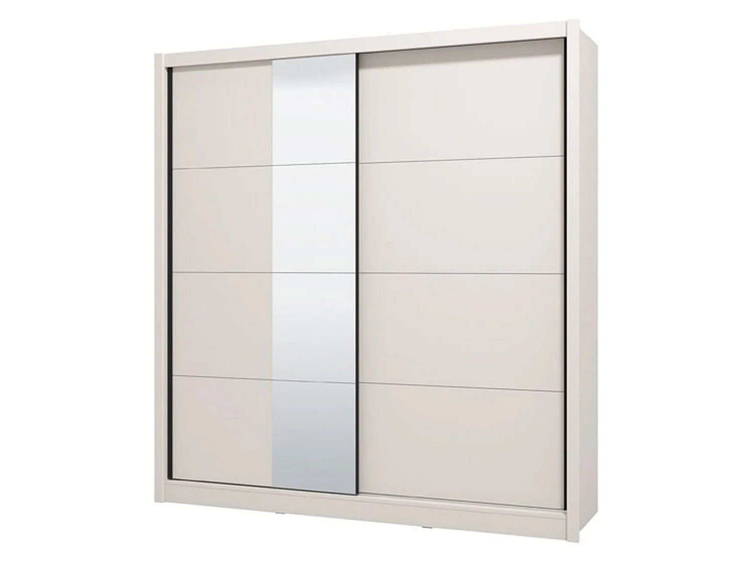 Großer Kleiderschrank Orero, mit Kleiderstange, 205x216h cm Weiß Beige, Schlafzimmerschrank, 5 Böden, 8 Fächer