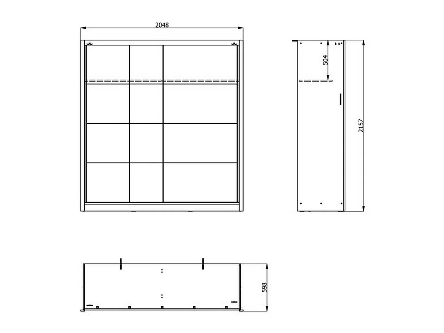 Großer Kleiderschrank Orero, mit Kleiderstange, 205x216h cm Weiß Beige, Schlafzimmerschrank, 5 Böden, 8 Fächer