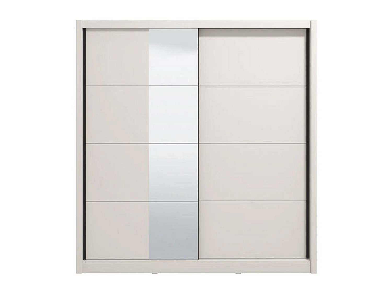 Großer Kleiderschrank Orero, mit Kleiderstange, 205x216h cm Weiß Beige, Schlafzimmerschrank, 5 Böden, 8 Fächer