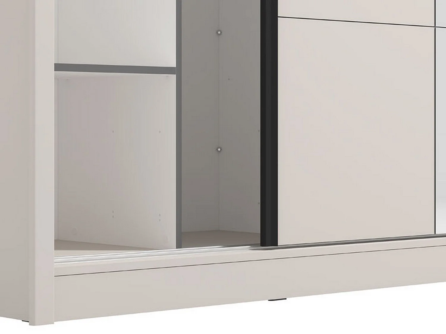 Großer Kleiderschrank Orero, mit Kleiderstange, 205x216h cm Weiß Beige, Schlafzimmerschrank, 5 Böden, 8 Fächer