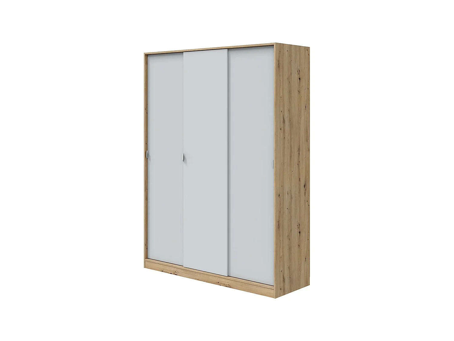 Kledingkast Senales, 3 schuifdeuren, 4 legplanken, 150x50 cm, bruin knoest-eik, slaapkamerkast, kledingroede