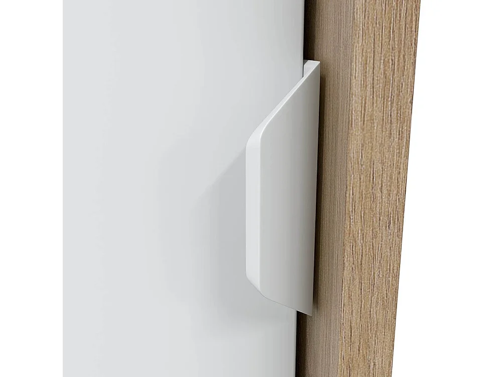 Kledingkast Senales, 3 schuifdeuren, 4 legplanken, 150x50 cm, bruin knoest-eik, slaapkamerkast, kledingroede