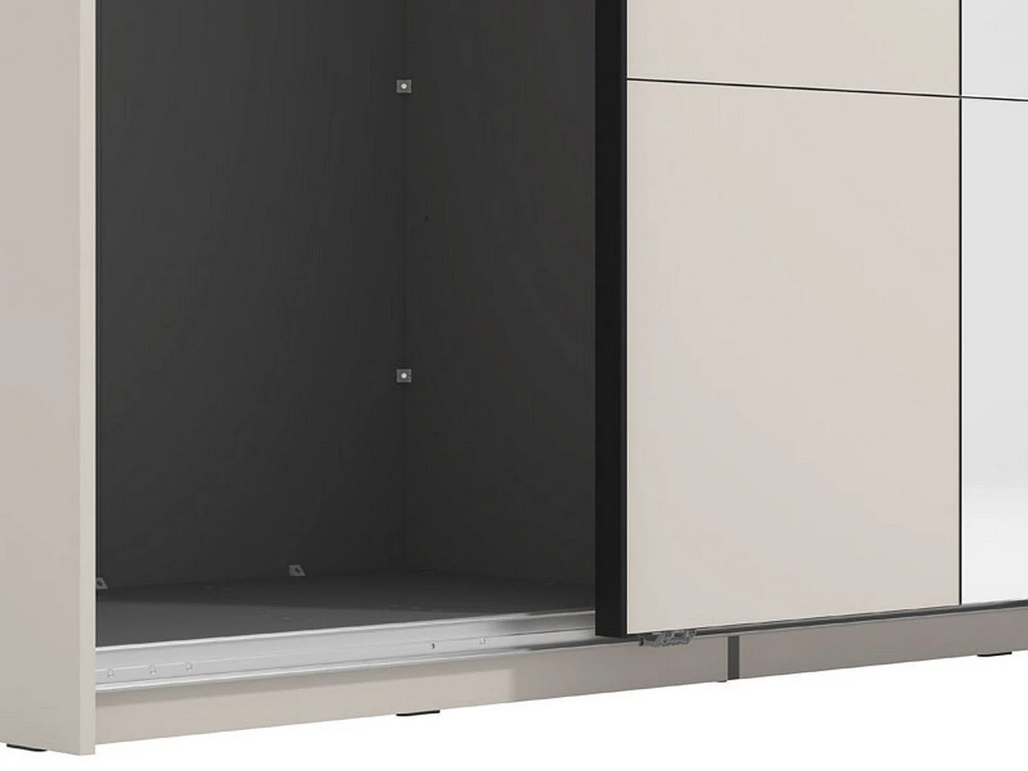 Großer Eingangsschrank, Garderobe, 146x218h cm Cremeweiß, Schlafzimmer, 2 Regale, Schiebetür
