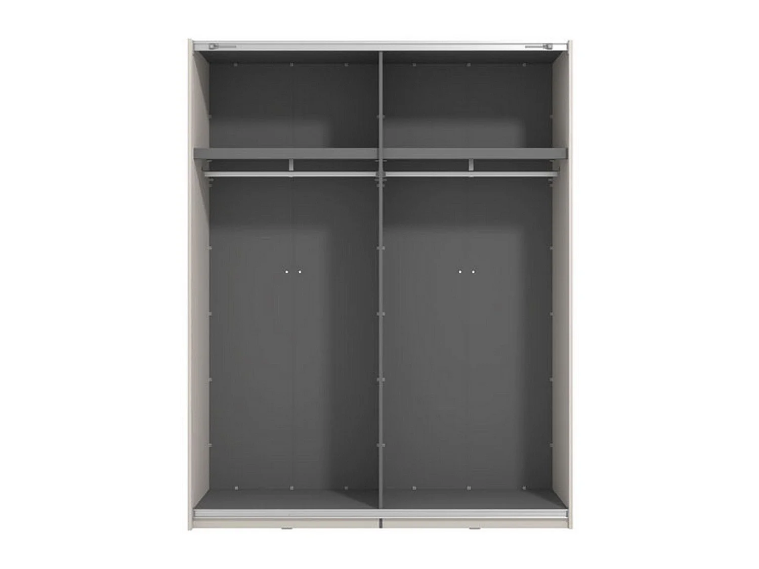 Großer Eingangsschrank, Garderobe, 146x218h cm Cremeweiß, Schlafzimmer, 2 Regale, Schiebetür