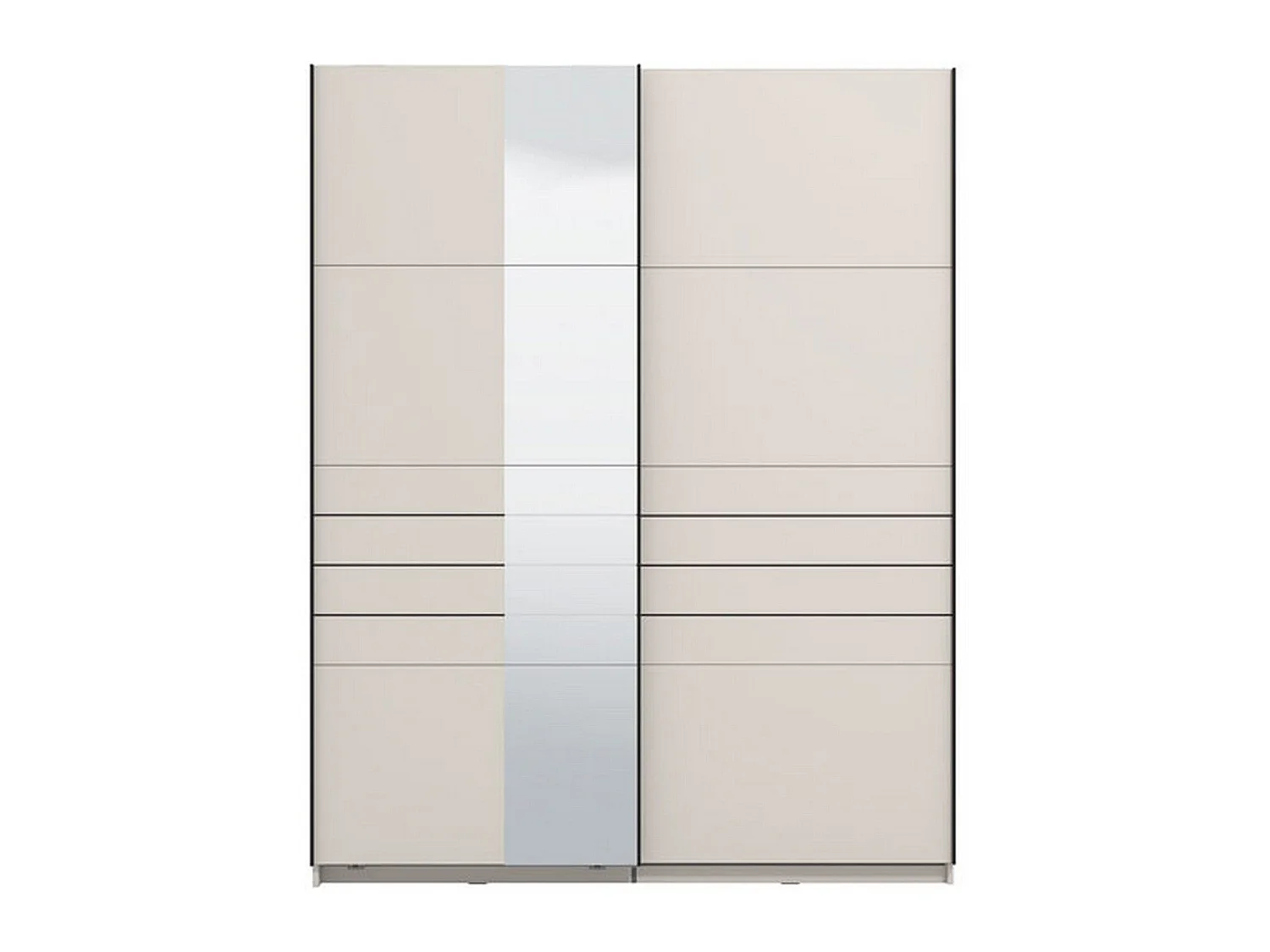 Großer Eingangsschrank, Garderobe, 146x218h cm Cremeweiß, Schlafzimmer, 2 Regale, Schiebetür
