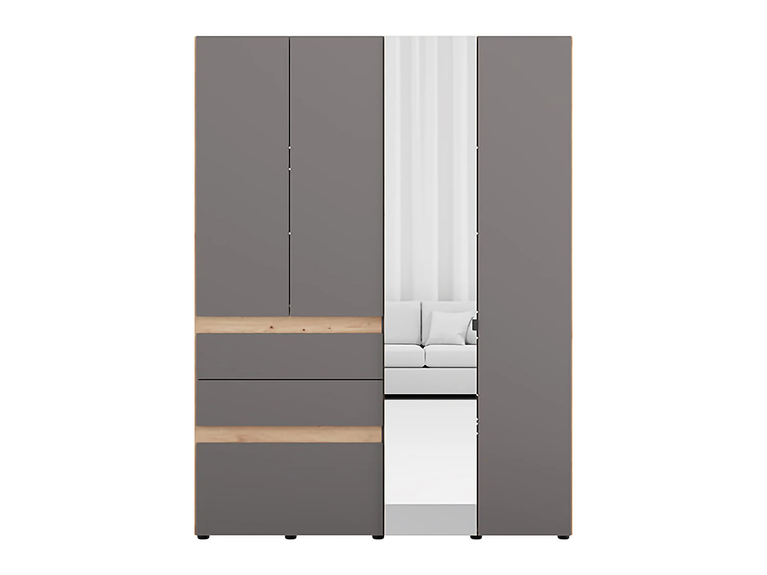 Guardaroba Grande Ushuaia, 3 Ripiani, 155x208h cm Nero Antracite, Armadio Camera da Letto, 3 Cassetti, Appendiabiti