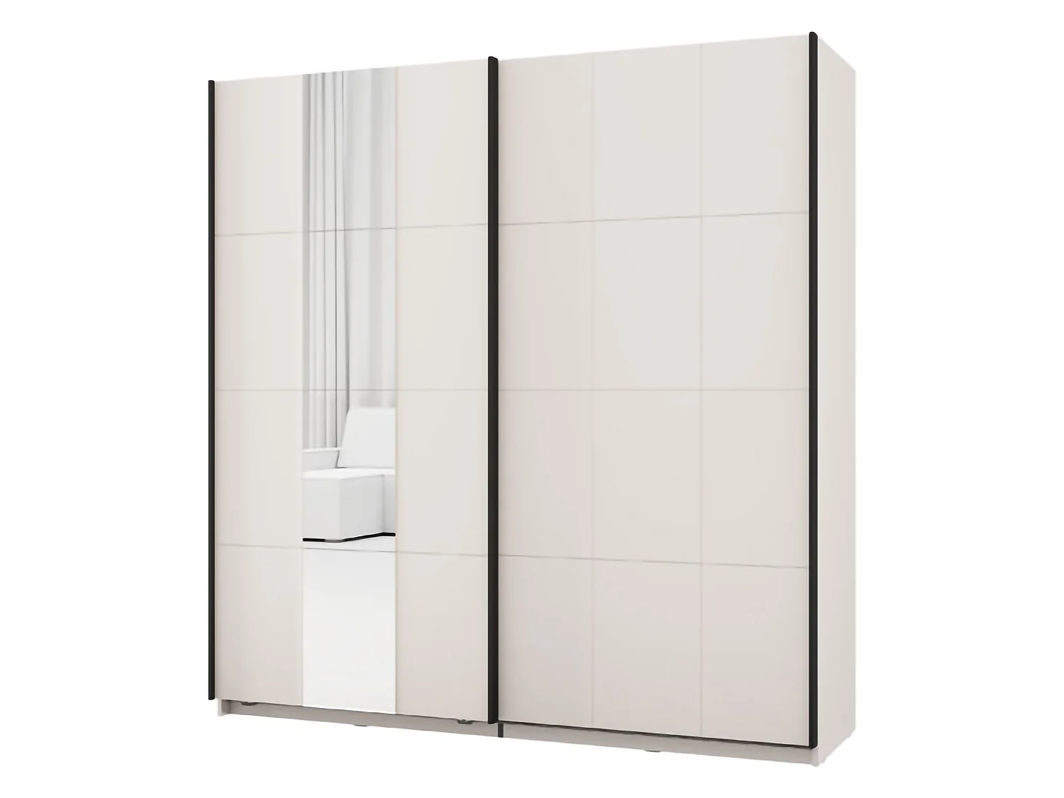 Garderobe 2-Tür Asilah, Kleiderständer, 195x205h cm Cremeweiß, Schlafzimmer-Schrank, 2 Regale, 2 Türen