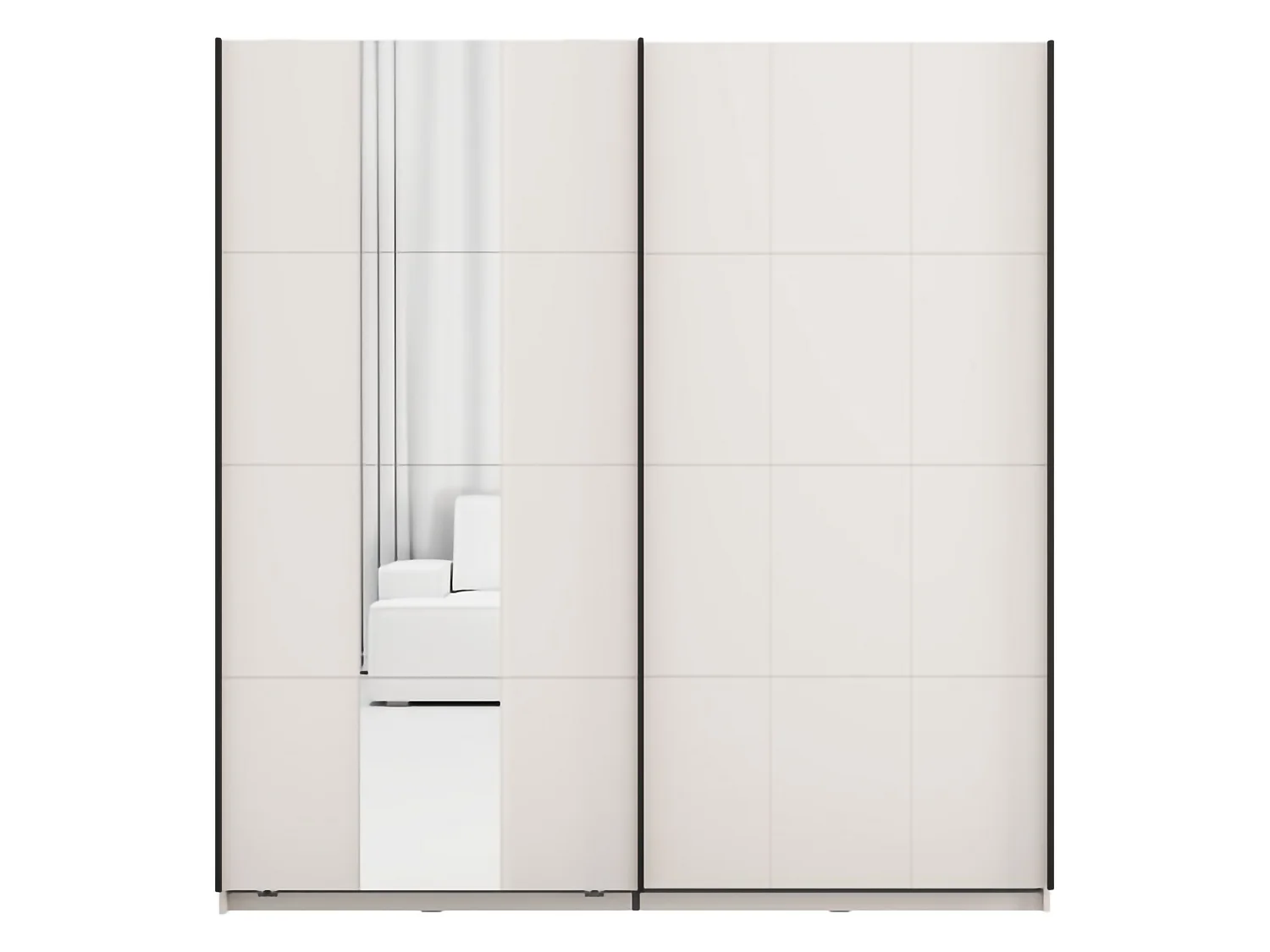 Garderobe 2-Tür Asilah, Kleiderständer, 195x205h cm Cremeweiß, Schlafzimmer-Schrank, 2 Regale, 2 Türen