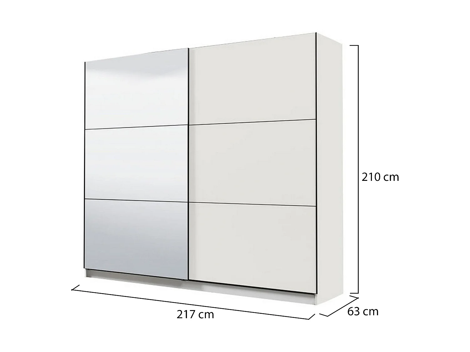 Guardaroba Grande Soncino, Appendiabiti, 217x210h cm Bianco Opaco, Armadio Camera da Letto, 8 Ripiani, Apertura Scorrevole