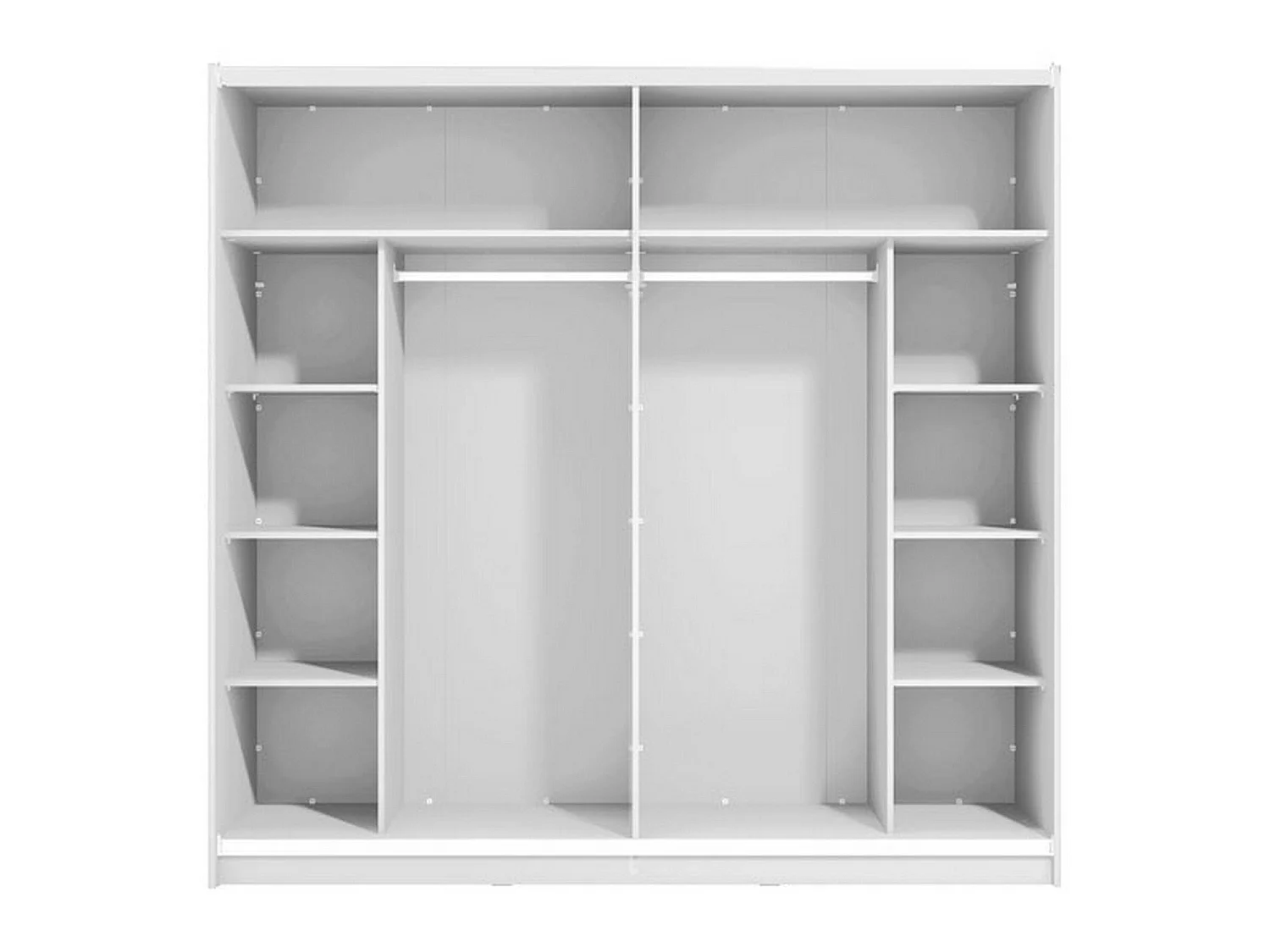 Guardaroba Grande Soncino, Appendiabiti, 217x210h cm Bianco Opaco, Armadio Camera da Letto, 8 Ripiani, Apertura Scorrevole