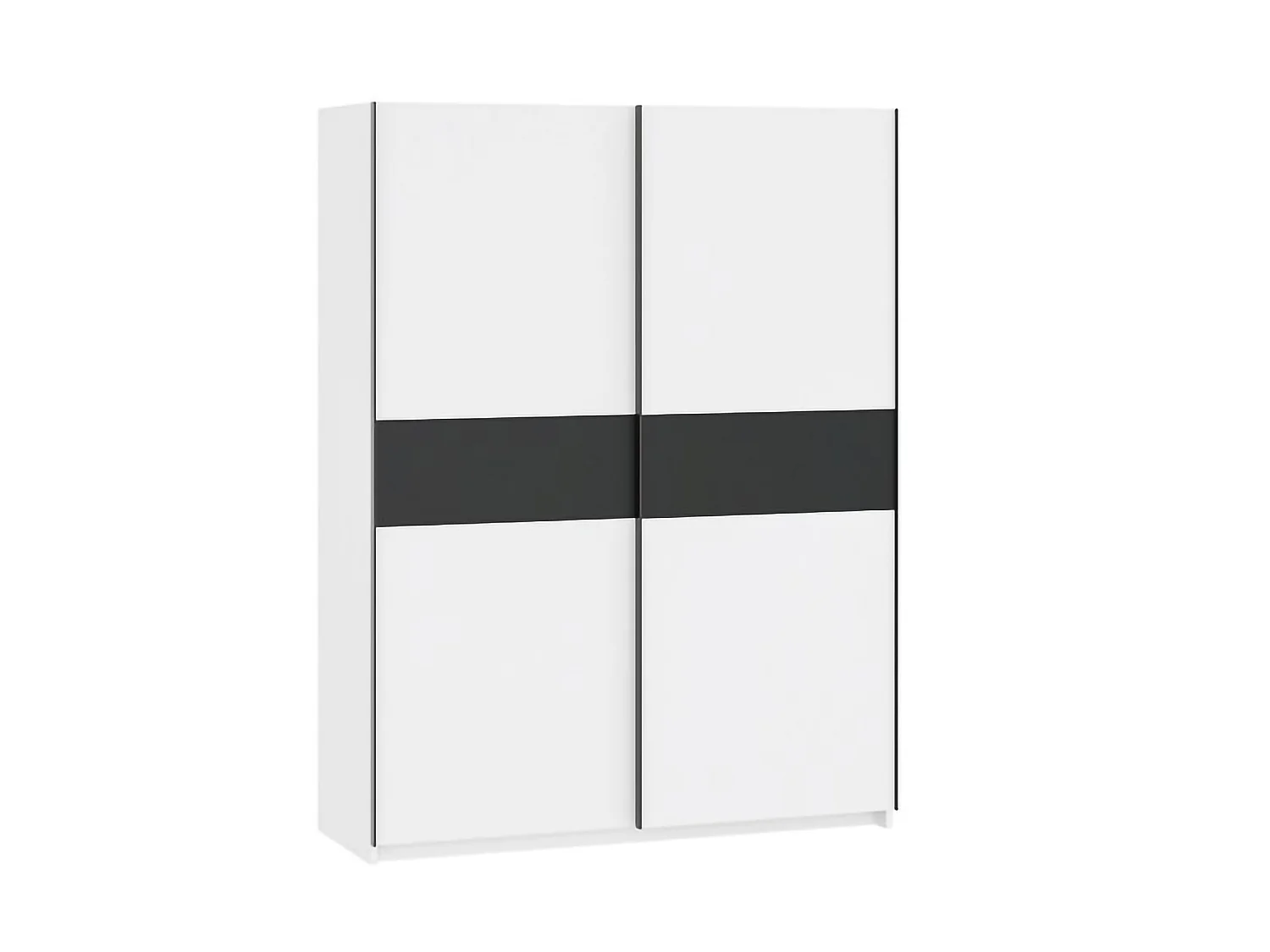Armoire 2 Portes Manita, Porte-manteaux, 150x204h cm Blanc, Placard Chambre, 2 Étagères, 2 Portes