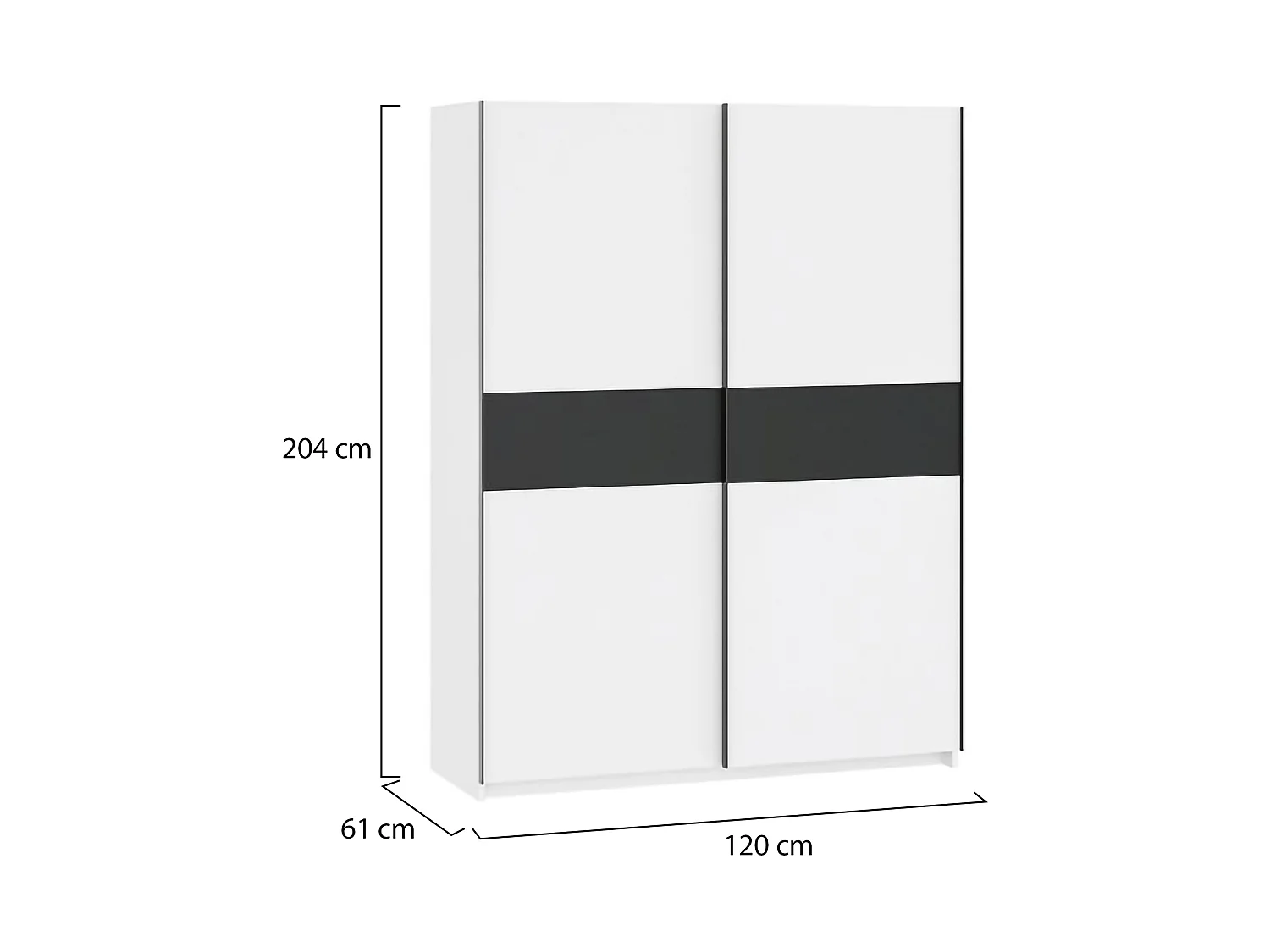 Armoire 2 Portes Manita, Porte-manteaux, 150x204h cm Blanc, Placard Chambre, 2 Étagères, 2 Portes