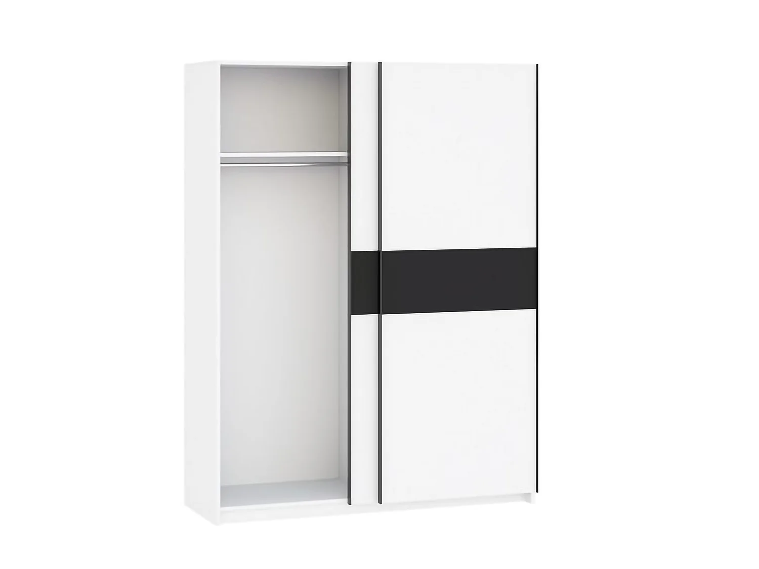 Armoire 2 Portes Manita, Porte-manteaux, 150x204h cm Blanc, Placard Chambre, 2 Étagères, 2 Portes