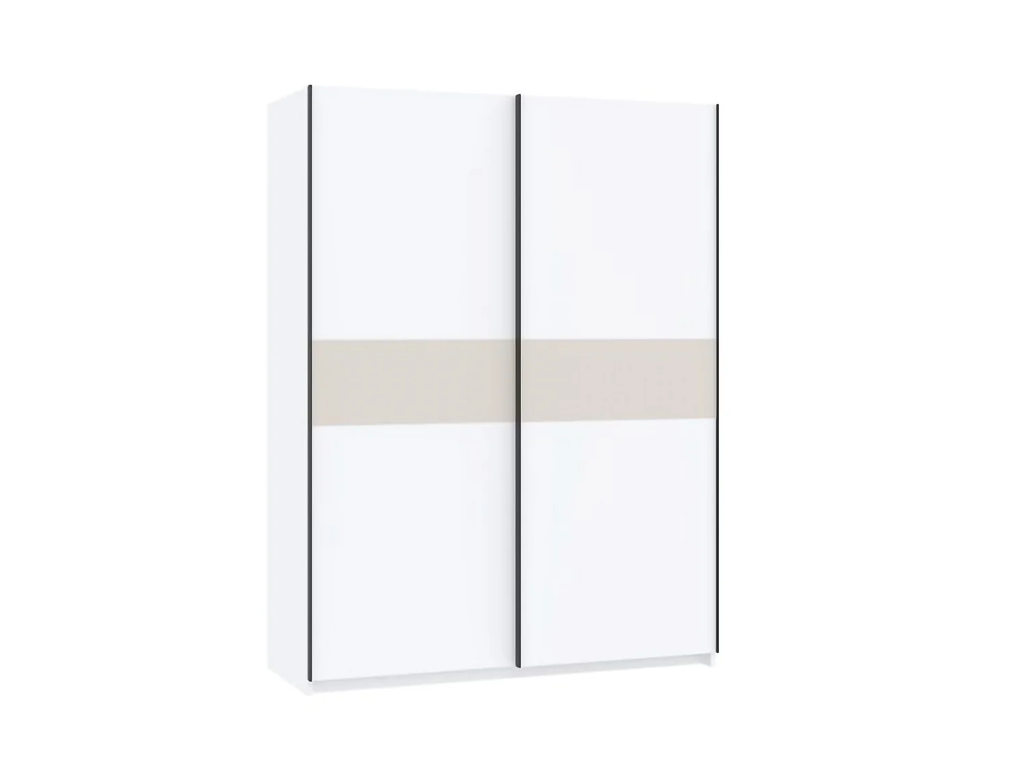 Armoire 2 Portes Manita, Penderie, 150x204h cm Blanc, Placard Chambre, 2 Étagères, 2 Portes