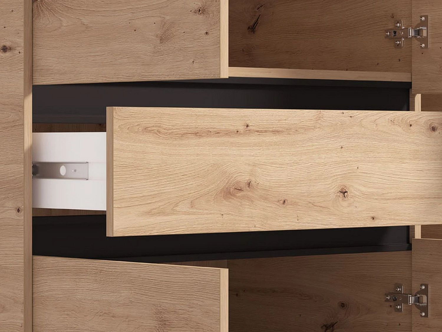 Kleiderschrank 3 Türen Ilbono, mit Kleiderstange, 138x55 cm, Braun Eiche mit Knoten, Schlafzimmerschrank, 1 Schublade, 5 Einlegeböden