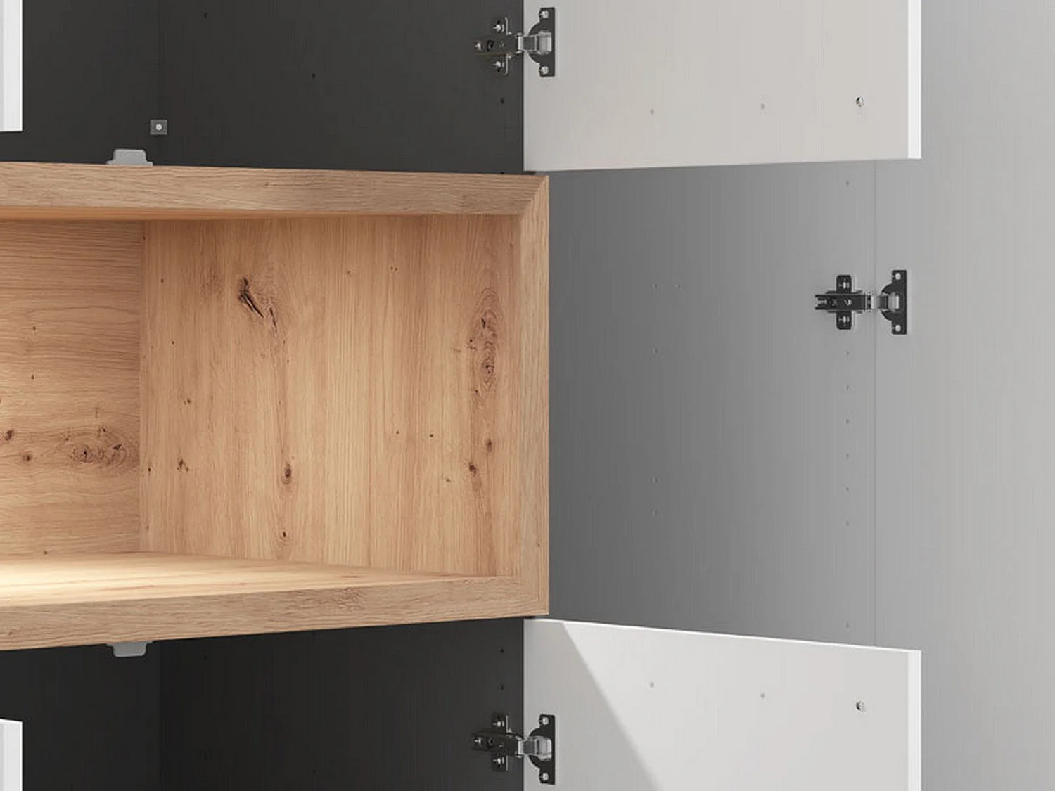 Kleiderschrank 3 Türen mit Ablagen, Kleiderstange, 135x56 cm Weiß, Schlafzimmerschrank, 2 Schubladen, 6 Einlegeböden