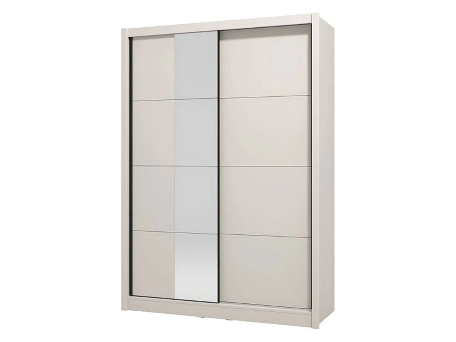 Großer Kleiderschrank Carisolo, Garderobe mit Kleiderstange, 155x216h cm Cremeweiß, Schlafzimmer-Schrank, 5 Regalböden, 7 Fächer