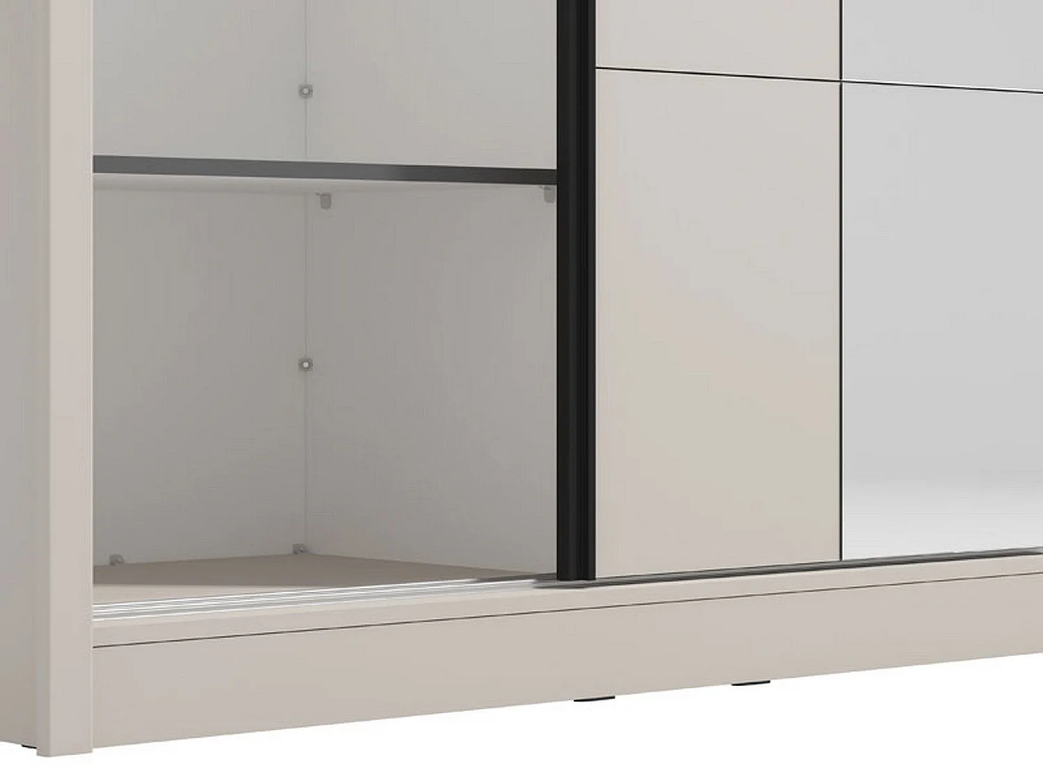 Großer Kleiderschrank Carisolo, Garderobe mit Kleiderstange, 155x216h cm Cremeweiß, Schlafzimmer-Schrank, 5 Regalböden, 7 Fächer