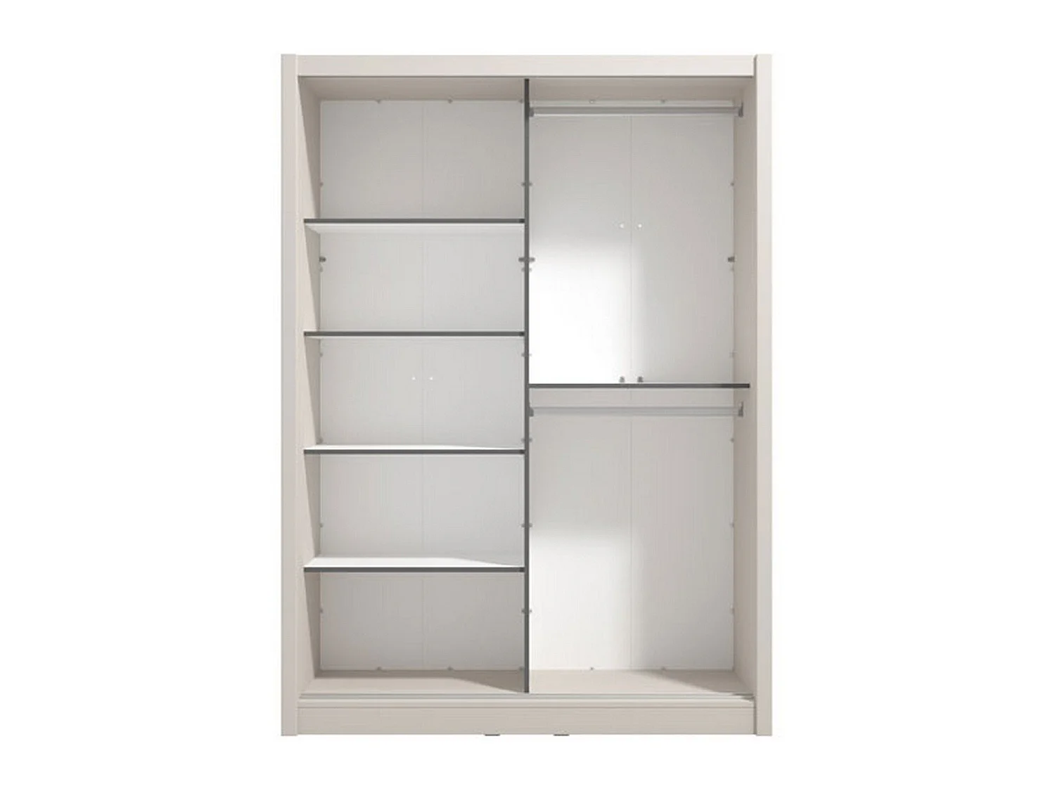 Großer Kleiderschrank Carisolo, Garderobe mit Kleiderstange, 155x216h cm Cremeweiß, Schlafzimmer-Schrank, 5 Regalböden, 7 Fächer