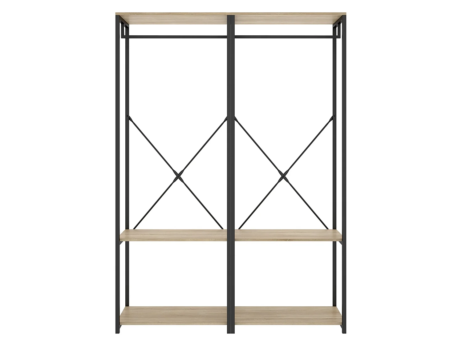 Guardaroba Grande Cortez, 2 Ripiani, 40x167h cm Marrone Rovere, Armadio Camera da Letto, Appendiabiti, Lineare