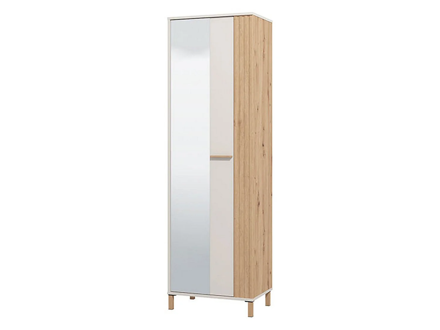 Kleiderschrank mit 1 Tür, Kleiderstange, Cremeweiß, 4 Ablagen, 5 Fächer
