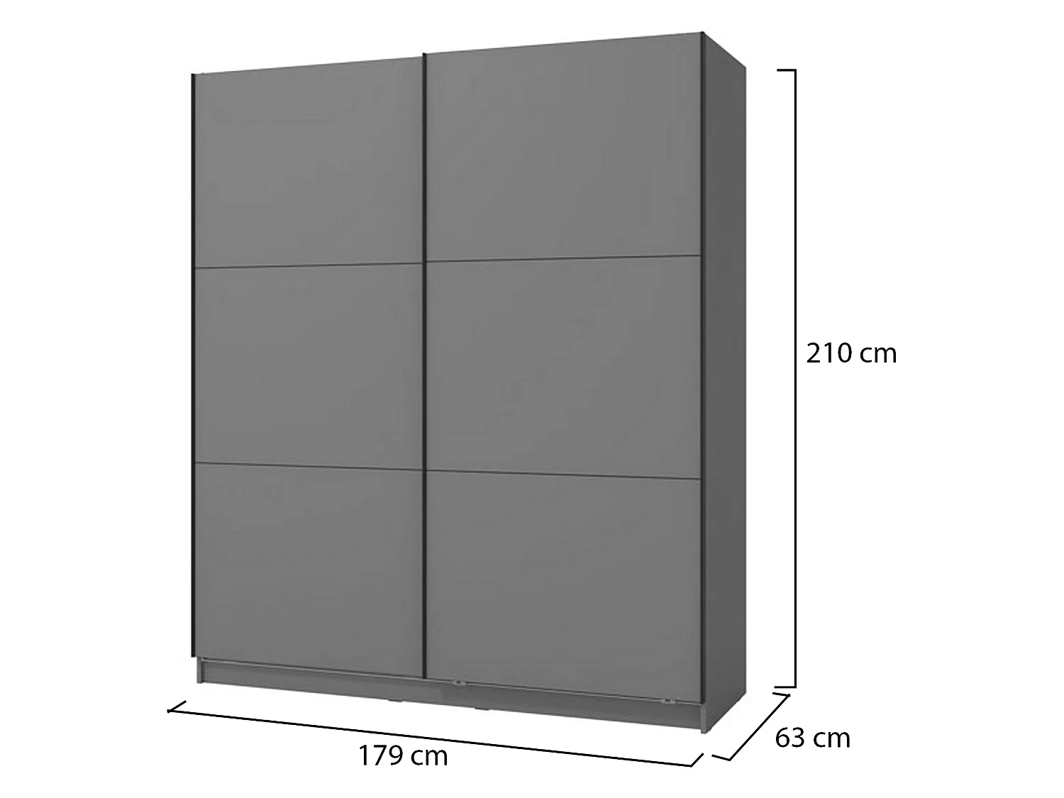 Guardaroba Grande Cerchio, 5 Ripiani, 179x210h cm Nero Antracite, Armadio Camera da Letto, Appendiabiti, 2 Ante