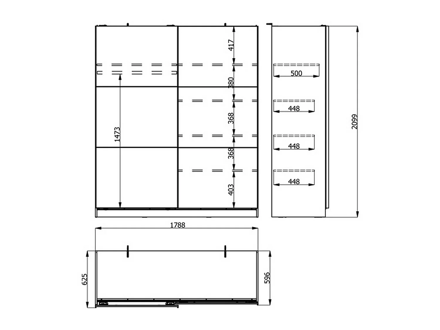 Guardaroba Grande Cerchio, 5 Ripiani, 179x210h cm Nero Antracite, Armadio Camera da Letto, Appendiabiti, 2 Ante