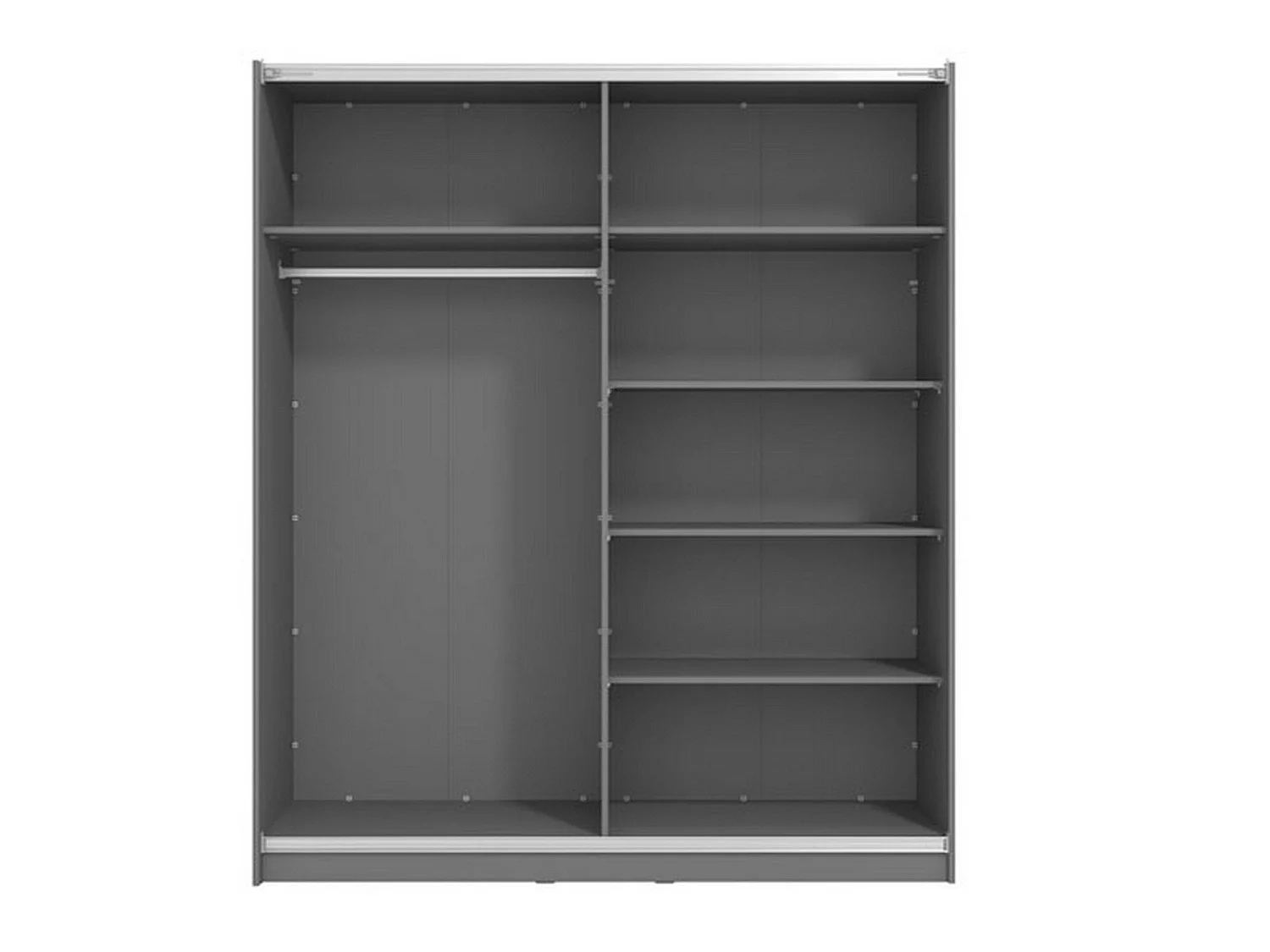 Guardaroba Grande Cerchio, 5 Ripiani, 179x210h cm Nero Antracite, Armadio Camera da Letto, Appendiabiti, 2 Ante