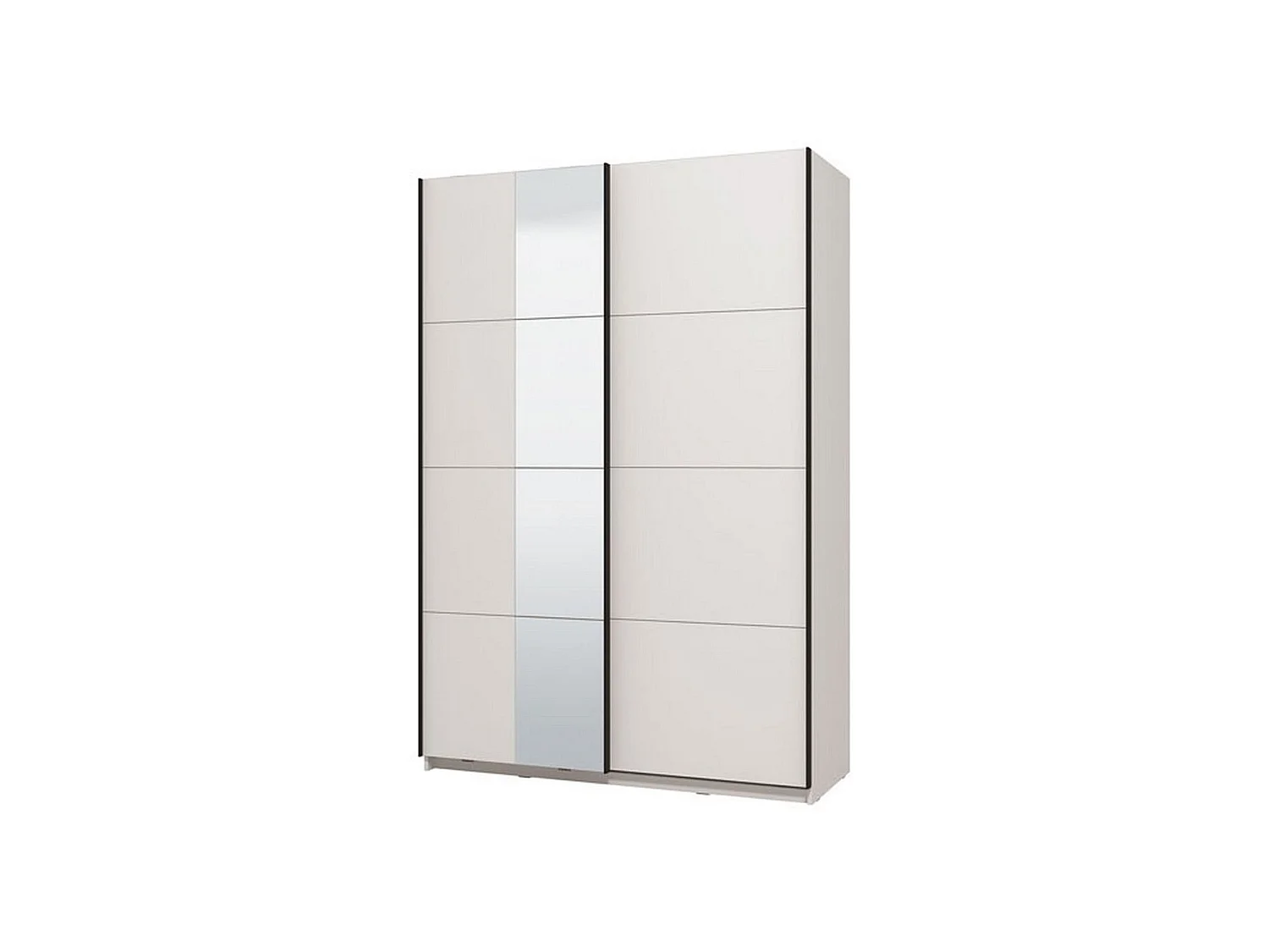 Großer Kleiderschrank Pasturo, Garderobe, 146x218h cm Mattweiß, Schlafzimmer, 2 Regale, Schiebetüren