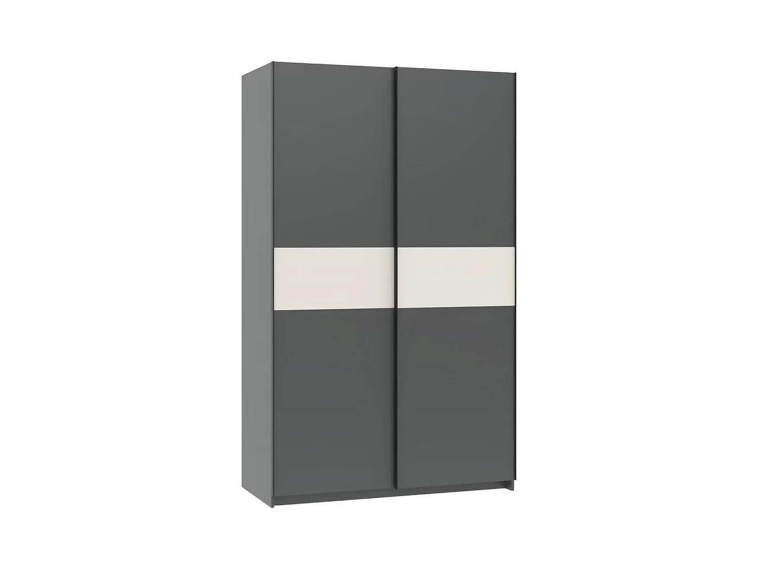 Guardaroba 2 Ante Maba, 2 Ripiani, 120x204h cm Nero Antracite, Armadio Camera da Letto, Appendiabiti, 2 Ante