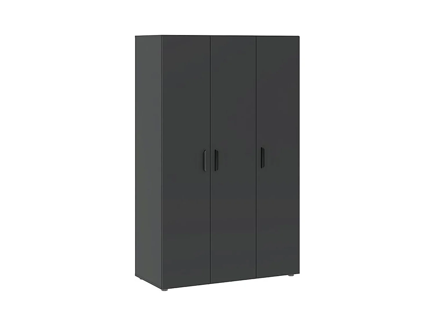 Armoire 3 Portes Randazzo, Portemanteau, 111x52 cm Noir Anthracite, Armoire Chambre, 4 Tiroirs, 4 Étagères