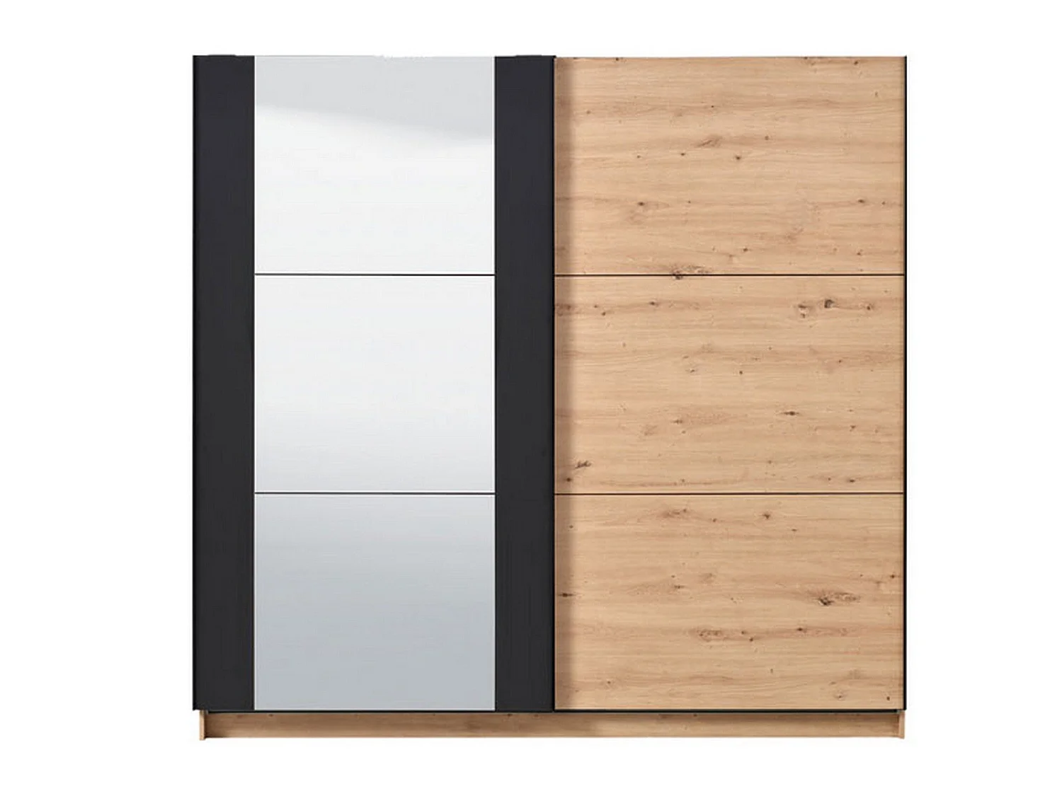 Grande Armoire Gandino, Portemanteau, 217x210h cm Chêne Brun Nœuds, Chambre, 8 Étagères, Portes Coulissantes