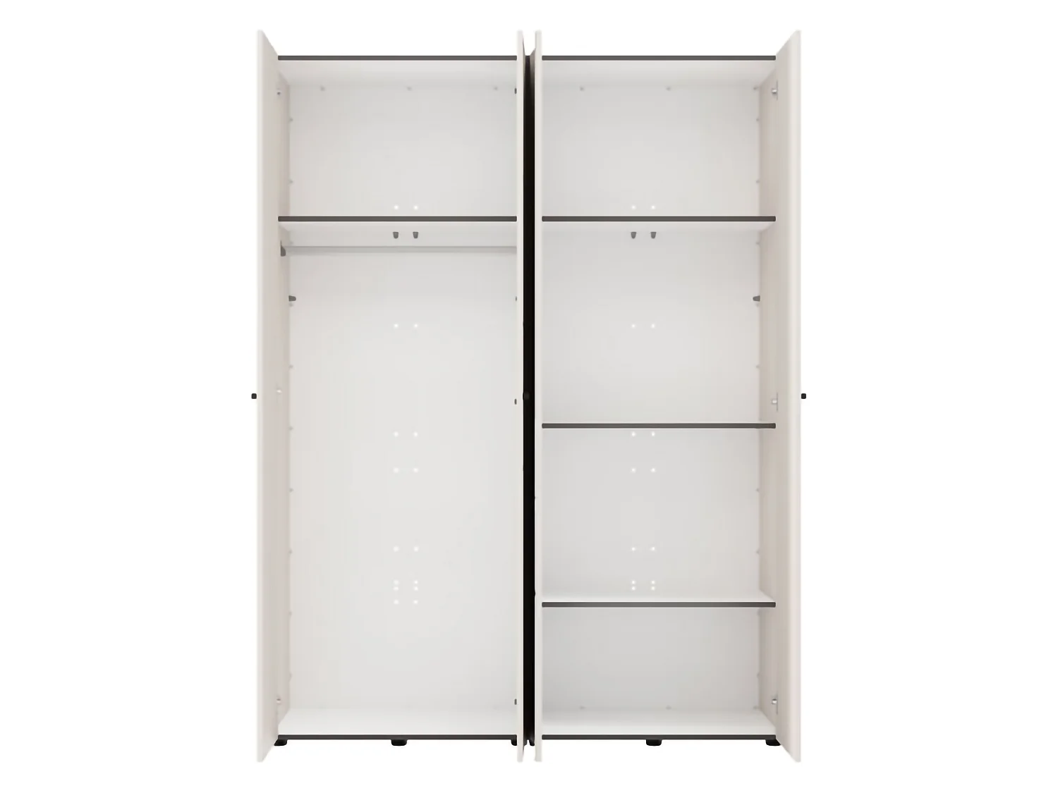 Großer Kleiderschrank Ifrane, Garderobe, 155x208h cm Cremeweiß, Schlafzimmer Schrank, 4 Regale, 6 Fächer