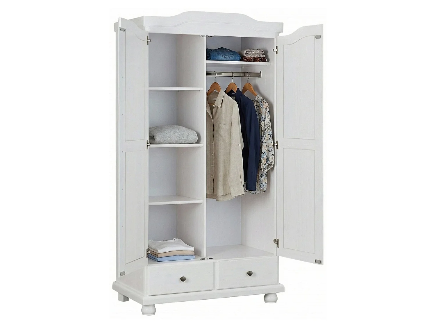 Garde-robe 2 portes\ Dclar, penderie, 56x200h cm blanc