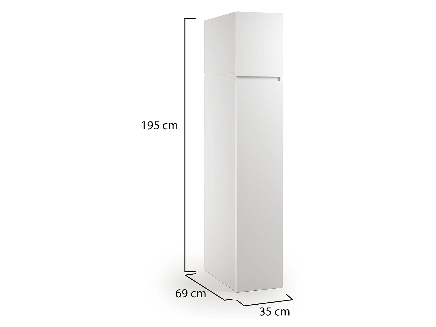 Armoire Polyvalente 2 Portes Gilroy, 3 Étagères Made in Italy, 35x195h cm Blanc, 2 Portes, Idéal pour Buanderie